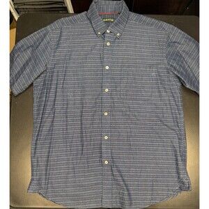 ORVIS Mens short sleeve button down cotton shirt Stripe - XL Cotton Blue